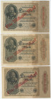 Germany - Weimar Republic 3 x 1000000000 Mark 1923 (ND) Overprint
P# 113, N# 203966; Reichsbanknote; XF+