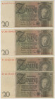 Germany - Weimar Republic 4 x 20 Reichsmark 1929
P# 181, N# 204645; XF+