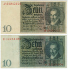 Germany - Third Reich 2 x 10 Reichsmark 1929
P# 180, N# 209088; # E.32264106, J.24042622; XF