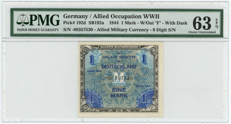 Germany - Third Reich 1 Mark 1944 Allied Occupation PMG 63 EPQ
P# 192d, N# 2050...