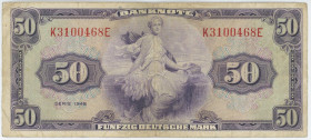 Germany - FRG 50 Deutsche Mark 1948
P# 7a, N# 202311, Rosen/Grab# 242; # K3100468E; VF