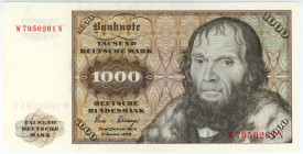 Germany - FRG 1000 Deutsche Mark 1980
P# 36b, # W7950261N; AUNC