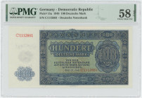 Germany - DDR 100 Deutsche Mark 1948 PMG 58 EPQ Choice About UNC
P# 15a, N# 207660; # C1112661