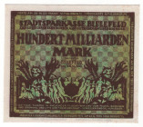 Germany - Weimar Republic Bielefeld 100 Milliarden Mark 1923 Stoffgeld
Grab. 88