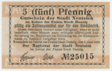 Germany - Weimar Republic Ost Prussia Danzig Stadt Neuteich 5 Pfennig 1920 Notgeld
Grabowski B6# N40.2a; 25015; Territory of Poland city Nowe Staw; U...