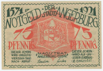 Germany - Weimar Republic Ost Prussia Stadt Angerburg 75 Pfennig 1921 Notgeld
Grabowski B1# 33.1; Territory of Poland city Wegorzewo; AUNC