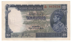 British India 10 Rupees 1937 (ND)
P# 19a, N# 204116; # E92 467676; AUNC