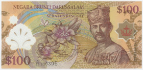 Brunei 100 Ringgit 2013
P# 29c, N# 218134; # D/25 230396; UNC