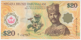 Brunei 20 Ringgit 2007
P# 34a, N# 207458; # A/1 776797; 40 years of Singapore-Brunei Currency Interchangeability Agreement; Polymer; UNC