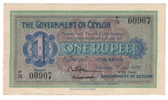 Ceylon 1 Rupee 1926
P# 16b, N# 314868; # F/74 00907; XF