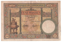 French Indochina 5 Piastres 1936 - 1939 (ND)
P# 51d, N# 220438; # A.206 166; F-VF with tears