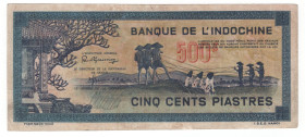 French Indochina 500 Piastres 1944 - 1945 (ND)
P# 68, N# 292308; # T 108495; VF-XF