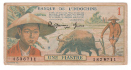 French Indochina 1 Piastre 1949 (ND)
P# 74a, N# 205738; # 182M711 4536711; VF