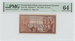 French Indochina 10 Cents 1939 PMG Choice UNC
P# 85c, N# 205592; # 395678 AT