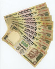 India 8 x 500 Rupees 2000 - 2016
P# 93, 99, 106, Mahatma Gandhi; UNC