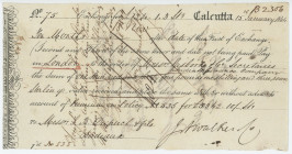 India J.W. Walker Calcutta Bill of Exchange for £134.1.3 1844
# 75; Drawn on Indian Insurance Company. J.W.Walker served shipping line between Indian...
