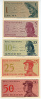 Indonesia 1 - 5 - 10 - 25 - 50 Sen 1964
P# 90 - 94, AUNC/UNC