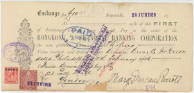 Japan Hongkong & Shanghai Banking Corporation Nagasaki Bill of Exchange for £10 1918
# 309; Japanese and British stamps, HSBC overprints and few intr...