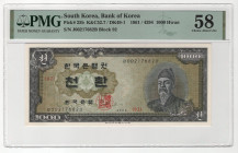 Korea 1000 Hwan 1961 4294 PMG 58 Choice About Unc
P# 25b, # J00217682B Block 92