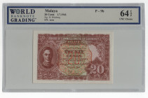 Malaya 20 Cents 1941 (1945) WBG 64 TOP
P# 9b, N# 214599
