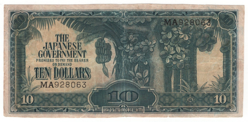 Malaya 10 Dollars 1942 - 1944 (ND) Japanese Occupation - WW II
P# M7a, N# 20310...
