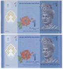 Malaysia 2 x 1 Ringgit 2017 - 2021 (ND)
P# 51b, c, N# 202971; Polymer; UNC