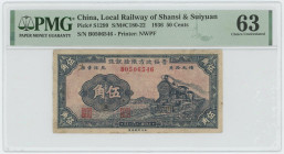 China Local Railway of Shansi & Suiyuan Bank 50 Cents 1936 PMG 63
P# S1229, # B0506546