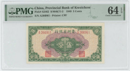 China Provincial Bank of Kweichow 5 Cents 1949 PMG 64 EPQ
P# S2462, # A266961