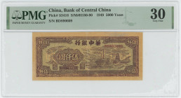 China Bank of Central China 5000 Yuan 1949 (38) PMG 30 Very Fine
P# S3416, # BD890609