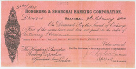 China Hongkong & Shanghai Banking Corporation Shanghai Bill of Exchange for £21.12.3 1924
# 60/1308; Bill of Exchange on pink paper signed by Sub-Acc...