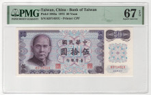 Taiwan 50 Yuan 1972 PMG 67 Superb Gem Unc EPQ
P# 1982a, # K971491U