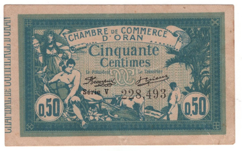 Algeria Oran Chamber of Commerce 50 Centimes 1915 Notgeld
N# 335653, JP# 141-04...
