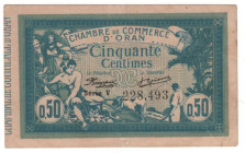 Algeria Oran Chamber of Commerce 50 Centimes 1915 Notgeld
N# 335653, JP# 141-04; # V 228493; XF-AUNC