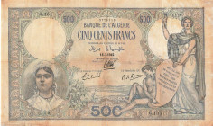 Algeria 500 Francs 1942
P# 82, # G.151 119; VG-F; Repairs