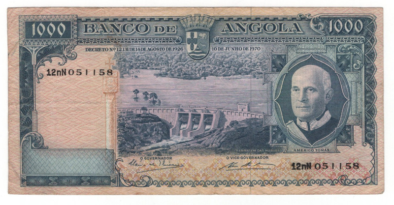 Angola 1000 Escudos 1970
P# 98, N# 224269; # 12nN 051058; VF-