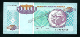 Angola 5000000 Kwanzas 1995 Specimen
P# 142s, # TC0000000; UNC