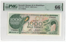 Burundi 1000 Francs 1991 PMG 66 EPQ
P# 31d, N# 281725; # Y790265