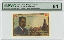 Cameroon 100 Francs 1962 (ND) PMG 64
P# 10, N# 218576; #J.21 08171