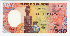 Central African Republic 500 Francs 1987
P# 14c, N# 213189; # R.02 041110829; UNC