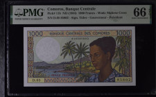 Comoros 1000 Francs 1994 PMG 66 Superb Gem Unc EPQ
P# 11b, N# 240811; # D.05 85802