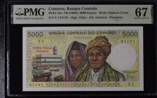 Comoros 5000 Francs 1984 PMG 67 Superb Gem Unc EPQ
P# 12a, # Y.1 01145