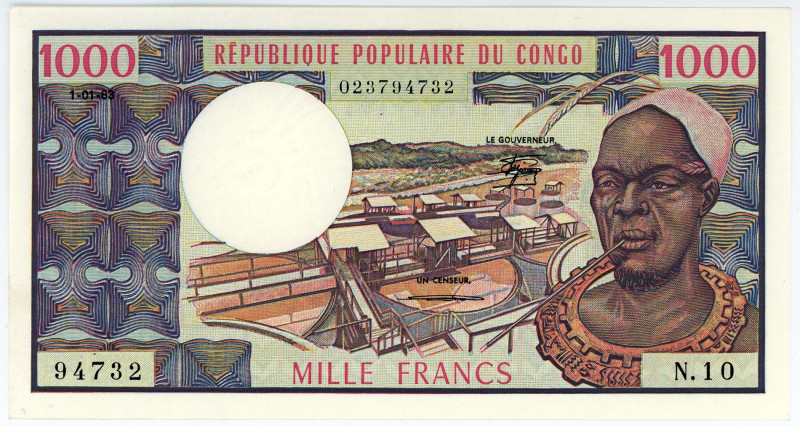 Congo 1000 Francs 1983
P# 3e, N# 258184; # 94732 N.10; UNC