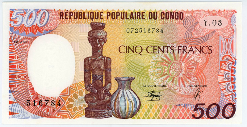 Congo 500 Francs 1990
P# 8c, N# 205283; # Y.03 072516784; UNC