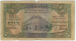 Egypt 5 Pounds 1942
P# 19c, N# 220278; # M/62 080481; G