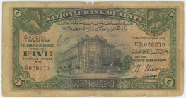 Egypt 5 Pounds 1945
P# 19c, N# 220278; # M/95 057276; G