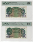 Egypt 2 x 50 Piastres 1950 PMG 58 Choice About UNC
P# 21d, N# 212122; Printer: BWC; AUNC