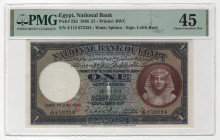 Egypt 1 Pound 1948 PMG 45 Choice Extremely Fine
P# 22d, N# 207652; # J/115 673334; Printer: BWC; XF