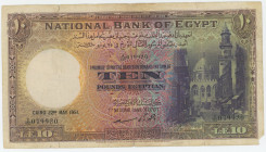 Egypt 10 Pounds 1951
P# 23d, N# 220284; # x/150 079930; G