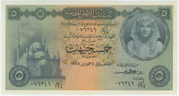 Egypt 5 Pounds 1958
P# 31c, N# 207139; # 76346; AUNC