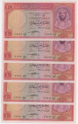 Egypt 5 x 10 Pounds 1958 With Consecutive Numbers
P# 32c, N# 217950; # 026322 - 026326; AUNC-UNC